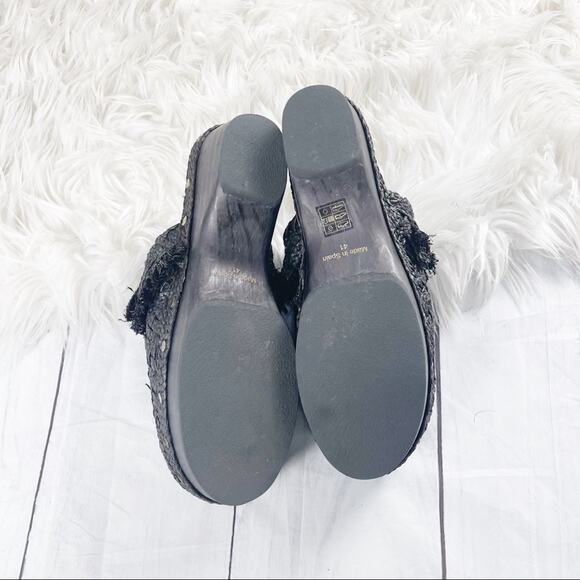 Sans Arcidet Women's Paris Black Rafia Fringe Clogs Open Back Size 41 - Picture 6 of 7